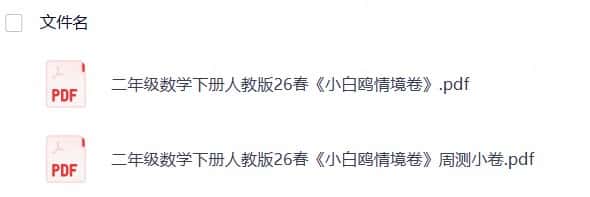 二年级数学下册人教版26春《小白鸥情境卷》